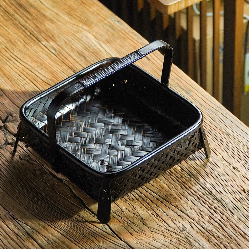 Handcrafted Bamboo Storage Basket for Tea Sets and Fruits