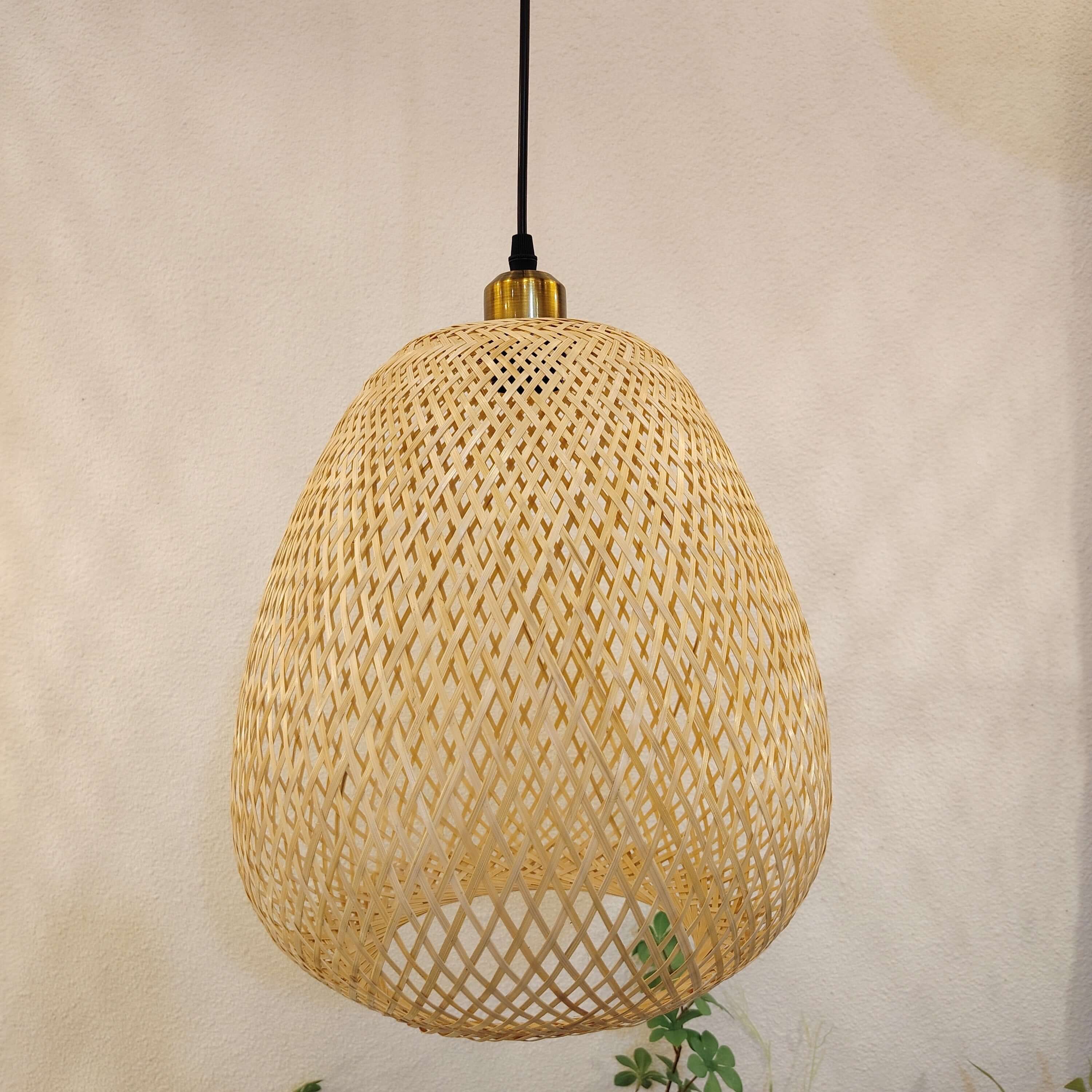 Handwoven Bamboo Pendant Light - Modern Art Deco Style
