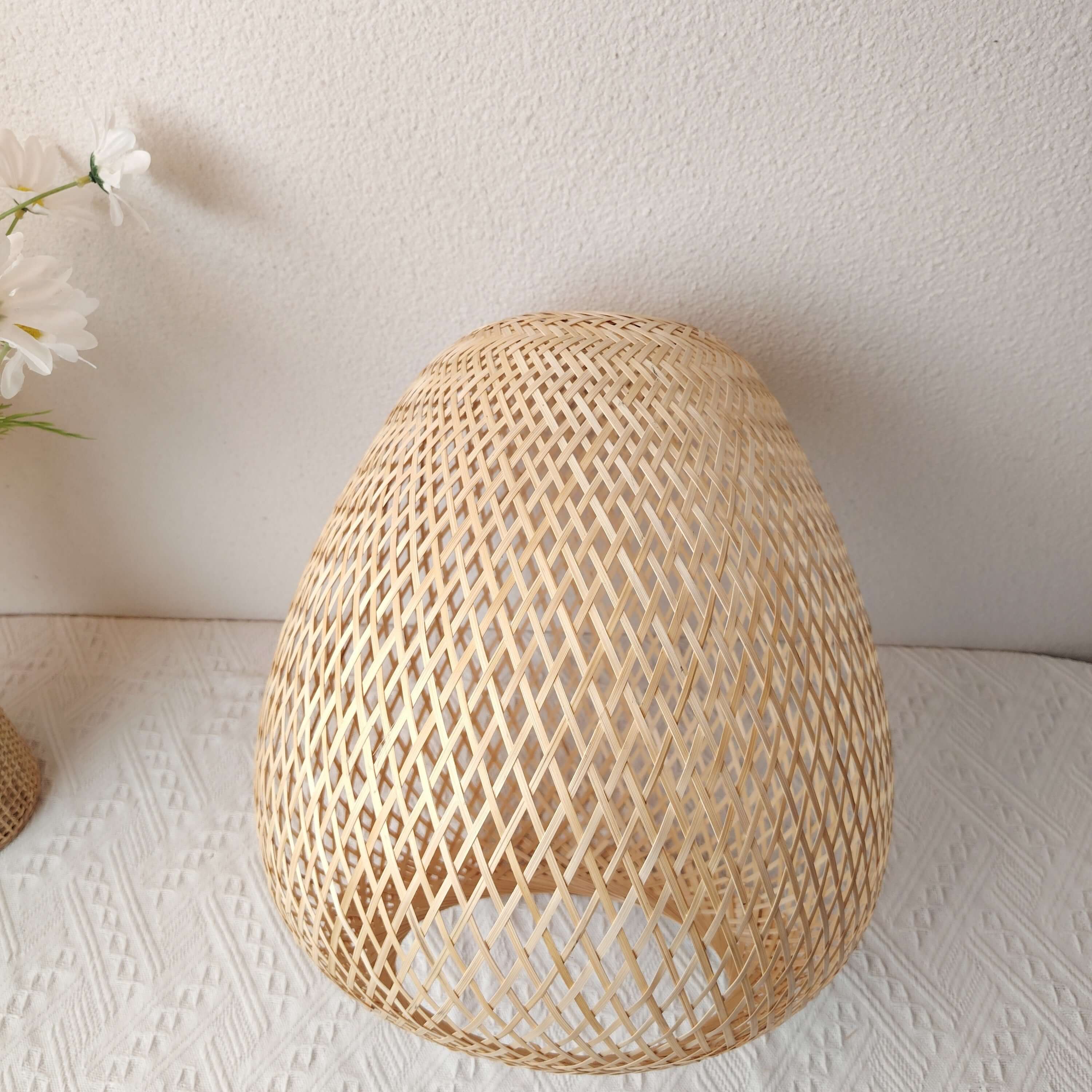 Handwoven Bamboo Pendant Light - Modern Art Deco Style