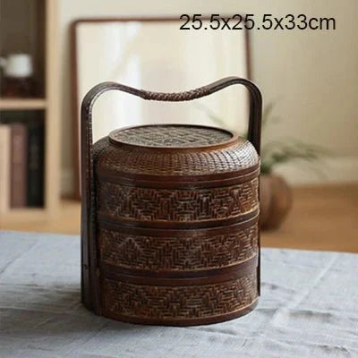 3-Tier Handwoven Bamboo Basket - Versatile Organizer