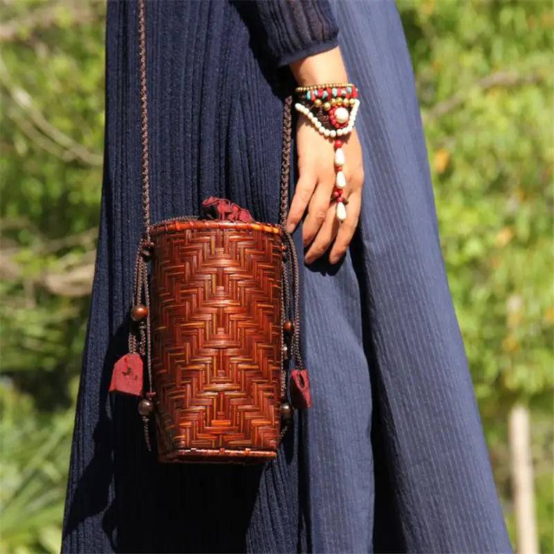 Retro Handmade Mini Natural Bamboo Woven Bag