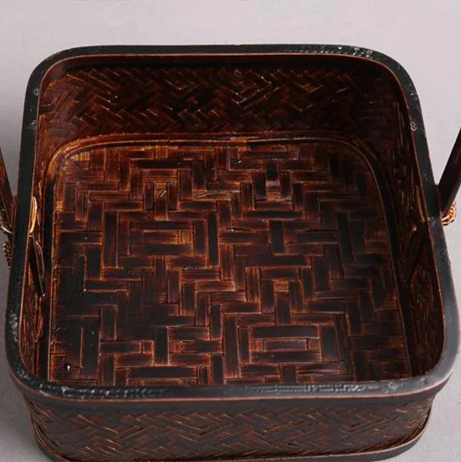 Handmade Bamboo Tea Set Storage Box - Eco-Friendly Chinese Basket