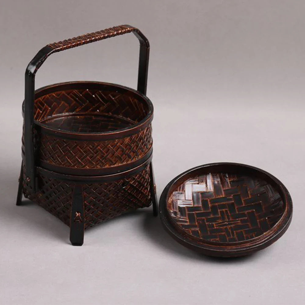Handmade Bamboo Tea Set Storage Box - Eco-Friendly Chinese Basket