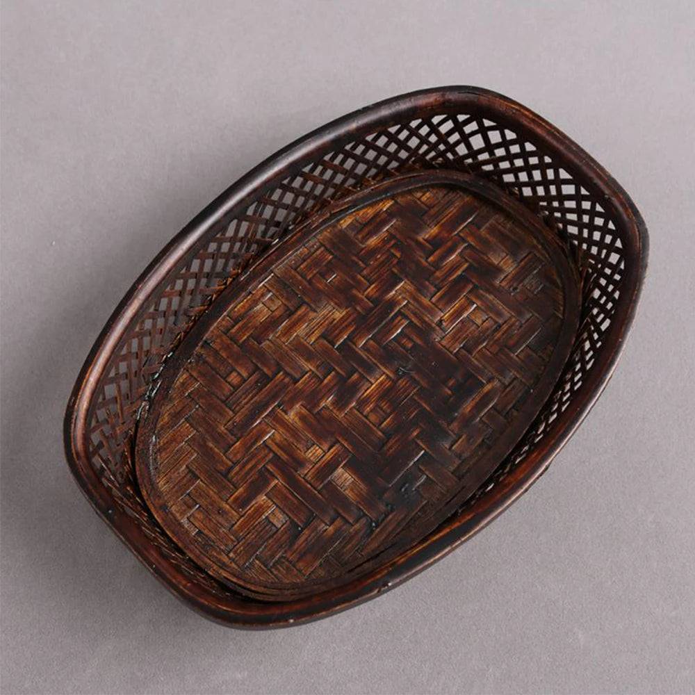Handmade Bamboo Tea Set Storage Box - Eco-Friendly Chinese Basket