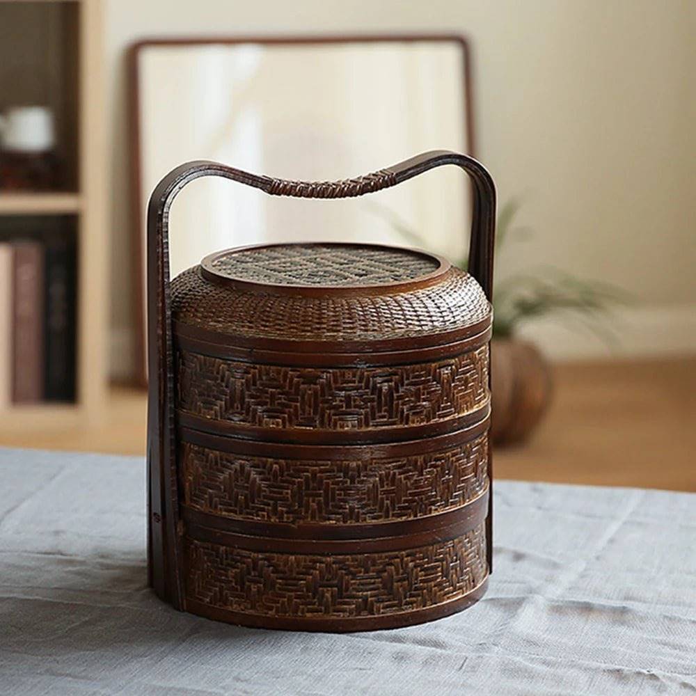 3-Tier Handwoven Bamboo Basket - Versatile Organizer