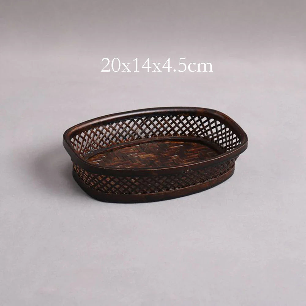 Handmade Bamboo Tea Set Storage Box - Eco-Friendly Chinese Basket