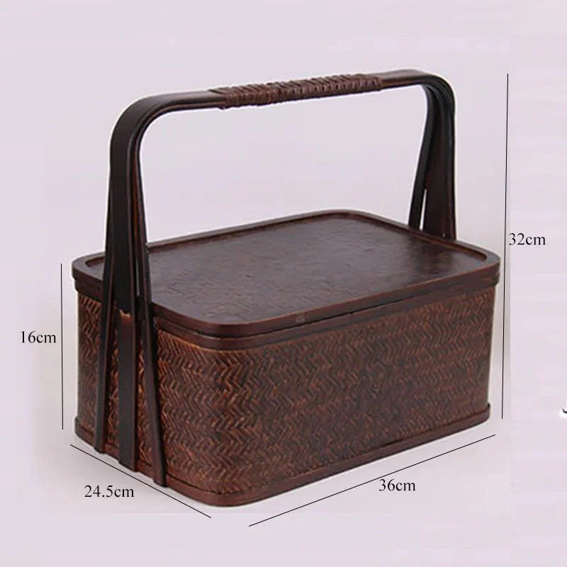 Natural Bamboo Tea Set Storage Basket & Travel Container