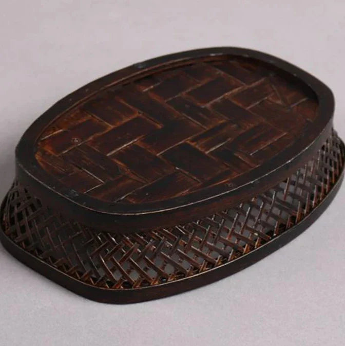 Handmade Bamboo Tea Set Storage Box - Eco-Friendly Chinese Basket