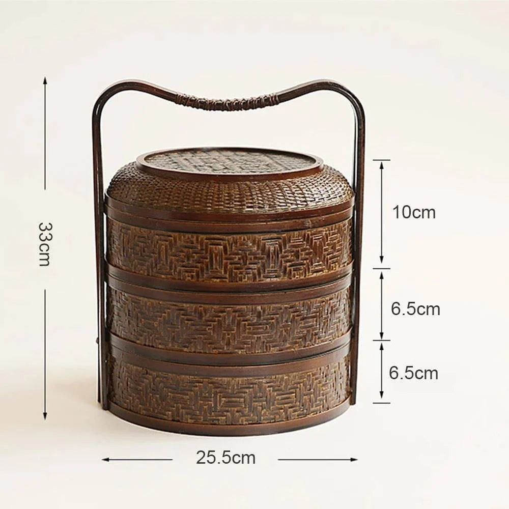 3-Tier Handwoven Bamboo Basket - Versatile Organizer