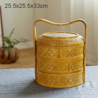 3-Tier Handwoven Bamboo Basket - Versatile Organizer