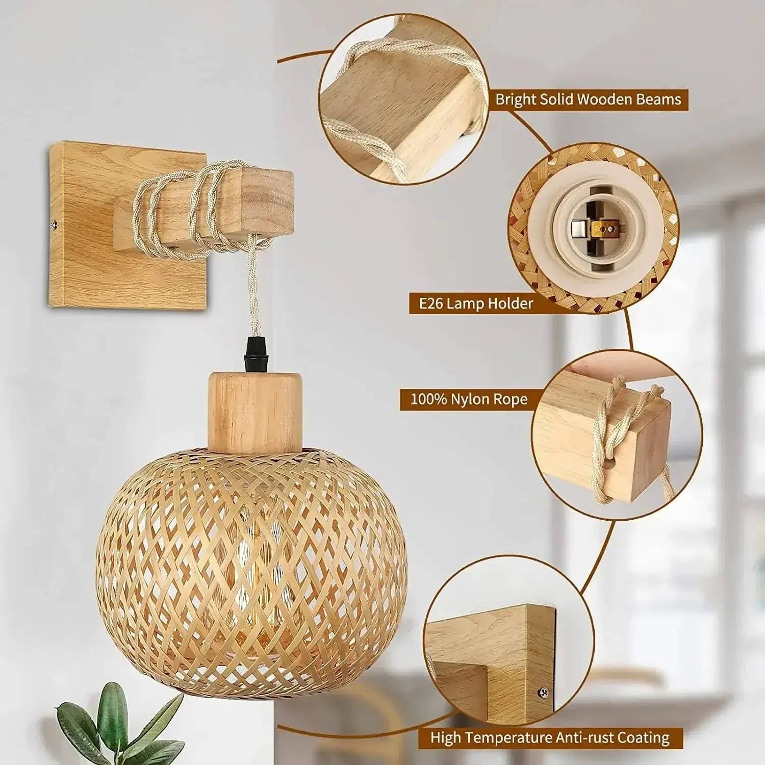Chic Bamboo Wall Lamp - Handcrafted Retro Pendant Light