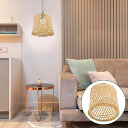 Handcrafted Zen Bamboo Woven Lamp Shade - Vintage Boho Lighting