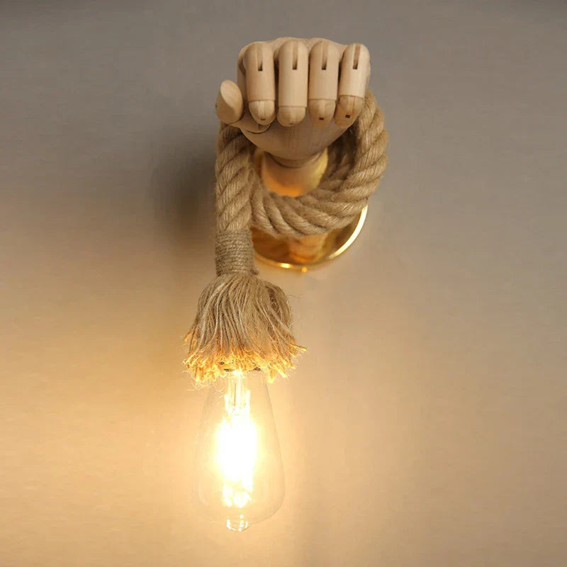 Handcrafted Wooden Hand Wall Lamp - Adjustable Artistic Lighting
