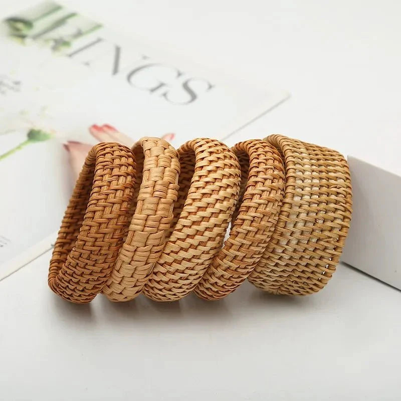 Handmade Bamboo and Rattan Weave Bangles Bracelet