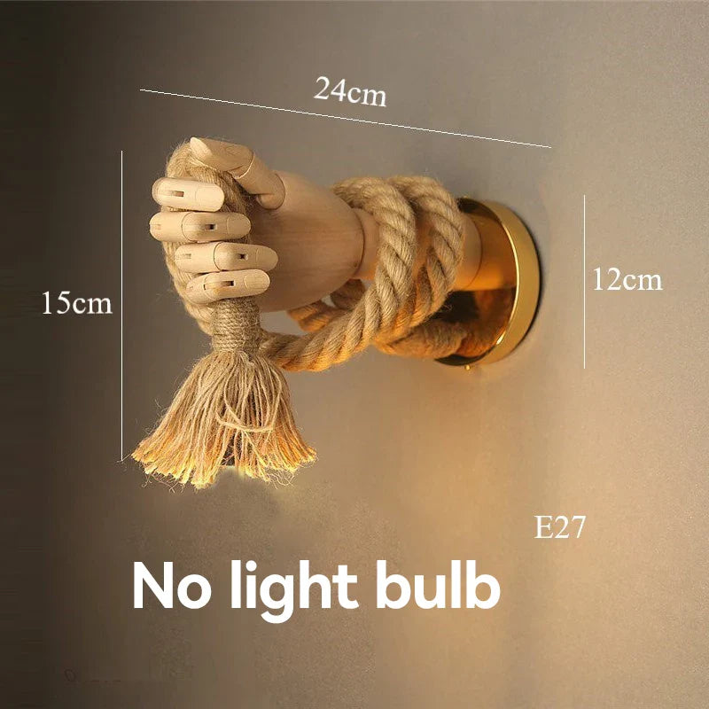 Handcrafted Wooden Hand Wall Lamp - Adjustable Artistic Lighting