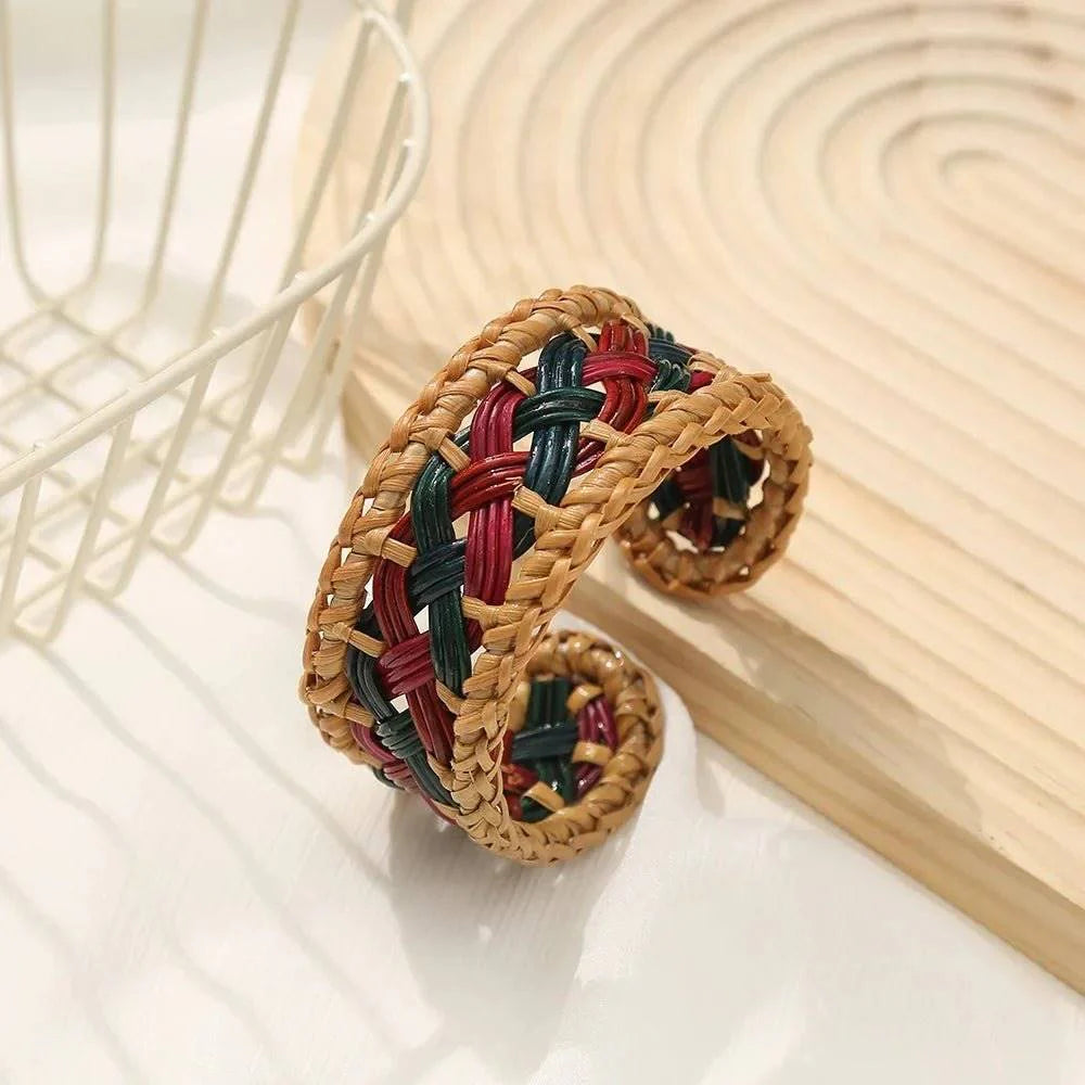 Handmade Bamboo and Rattan Weave Bangles Bracelet