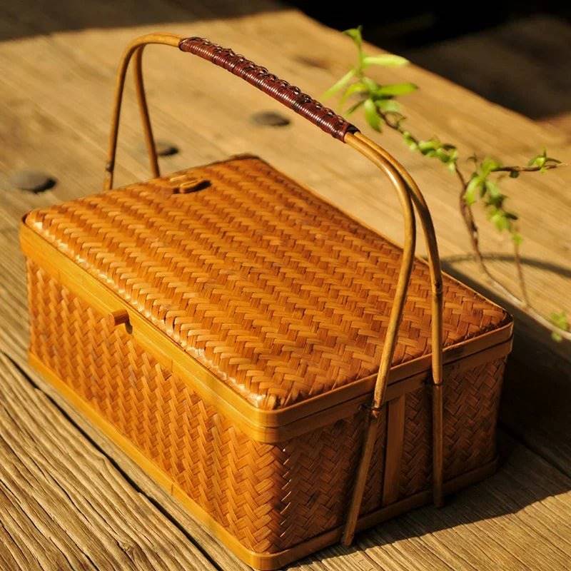 Bamboo Double-Layer Storage Basket