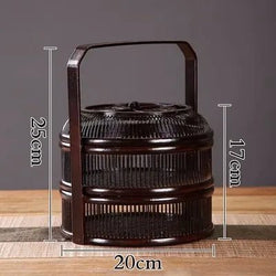 Bamboo Lacquerware Hamper - Japanese Storage Box for Cookies & Sushi