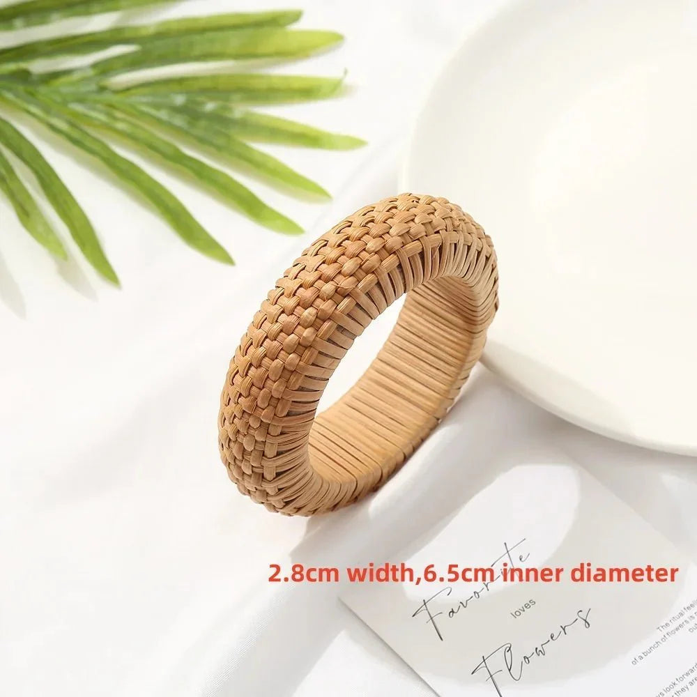 Handmade Bamboo and Rattan Weave Bangles Bracelet