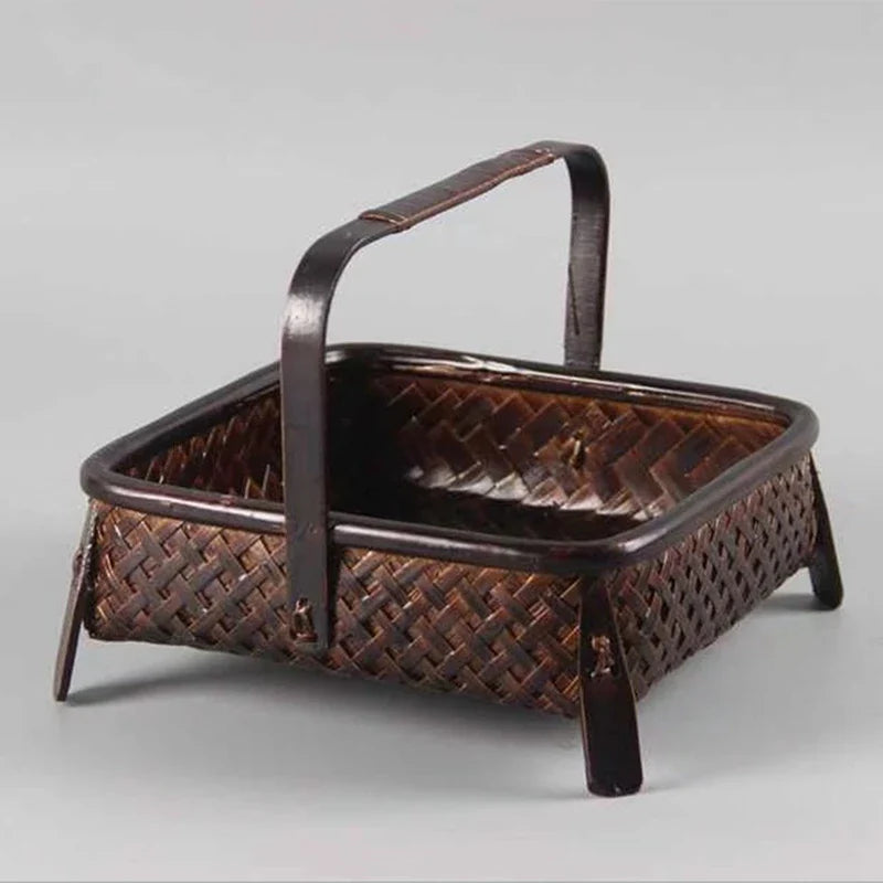 Handcrafted Bamboo Storage Basket for Tea Sets and Fruits