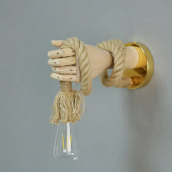 Handcrafted Wooden Hand Wall Lamp - Adjustable Artistic Lighting