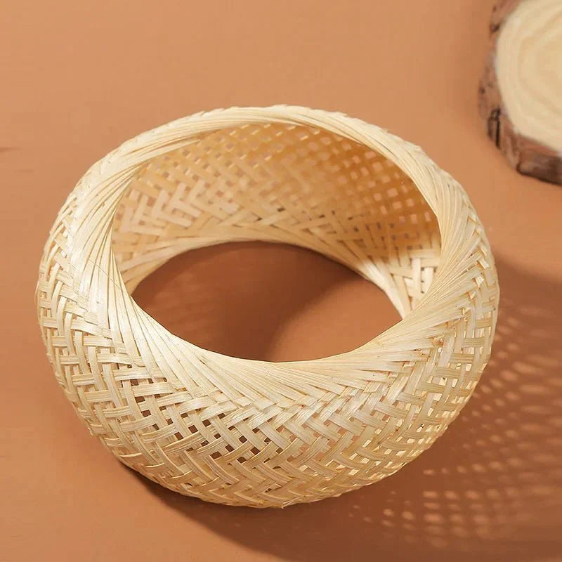 Handmade Bamboo and Rattan Weave Bangles Bracelet