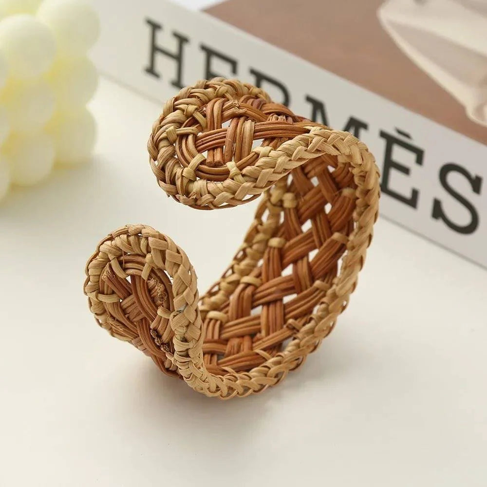 Handmade Bamboo and Rattan Weave Bangles Bracelet