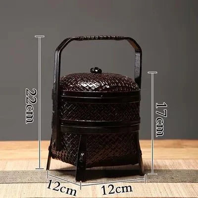 Bamboo Lacquerware Hamper - Japanese Storage Box for Cookies & Sushi
