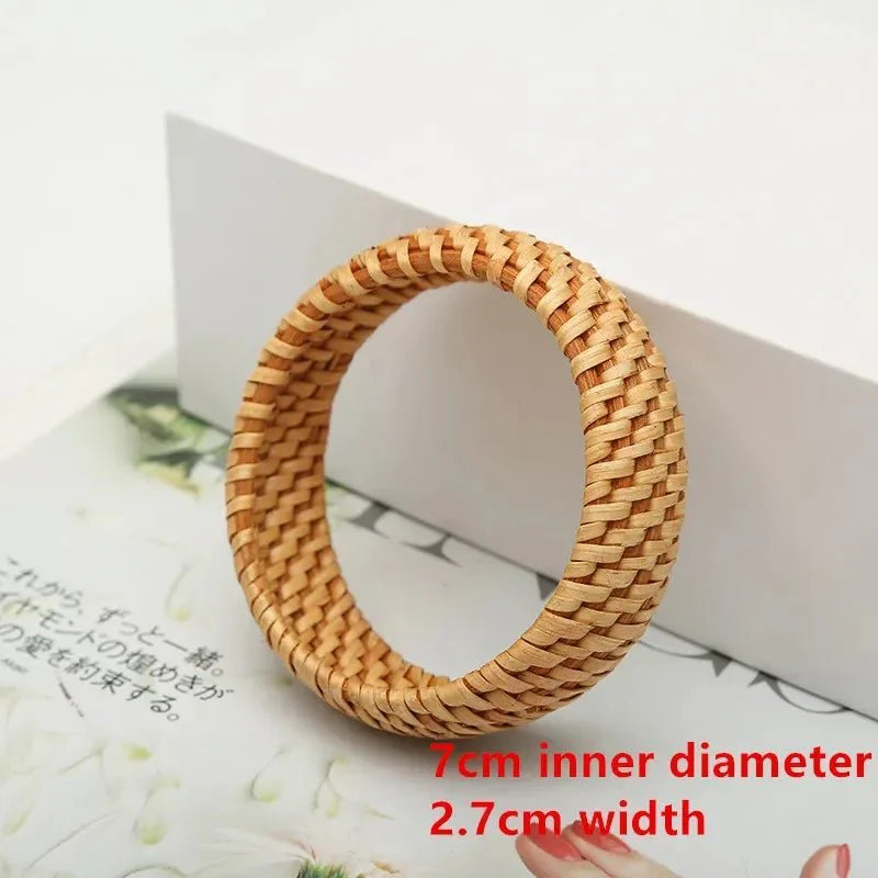 Handmade Bamboo and Rattan Weave Bangles Bracelet