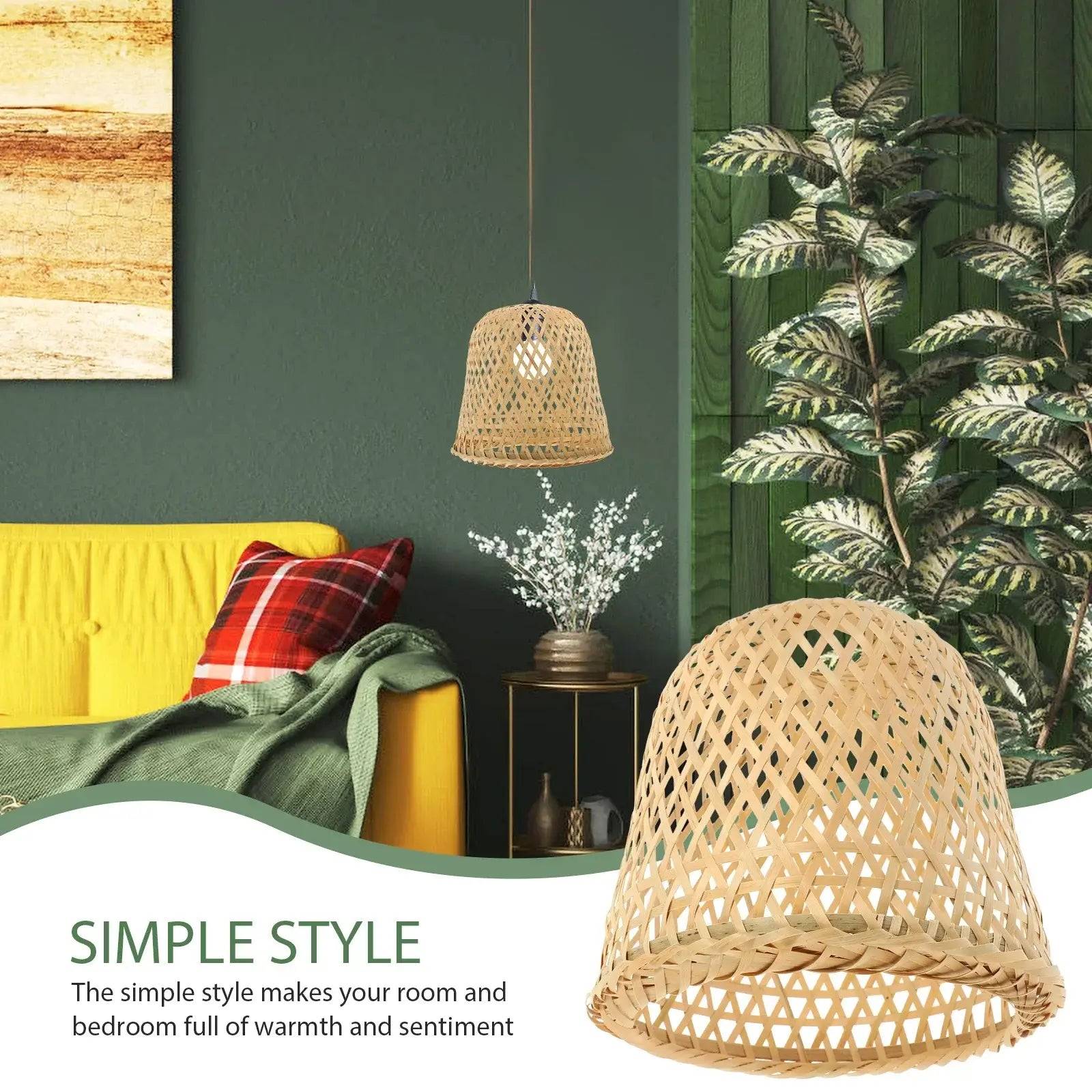 Handcrafted Zen Bamboo Woven Lamp Shade - Vintage Boho Lighting