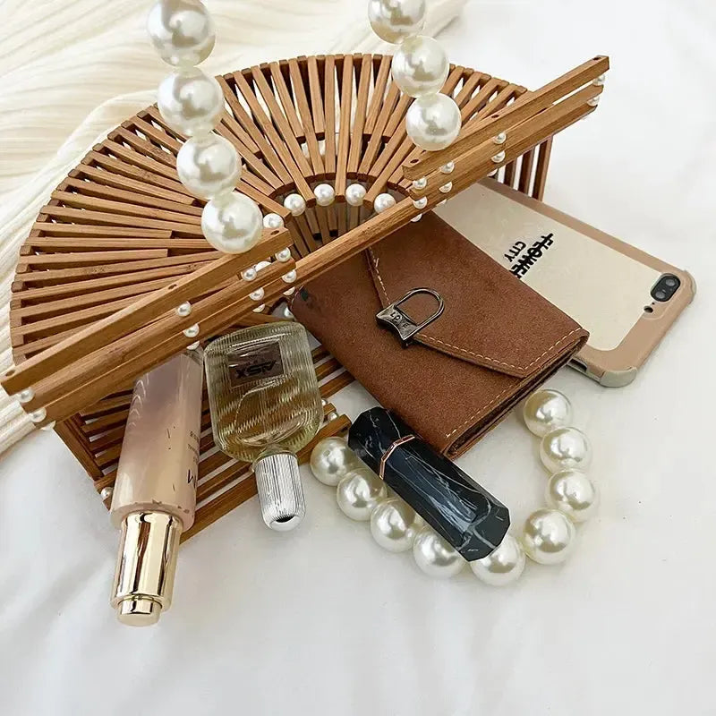 Handmade Bamboo Half-Moon Crossbody Bag