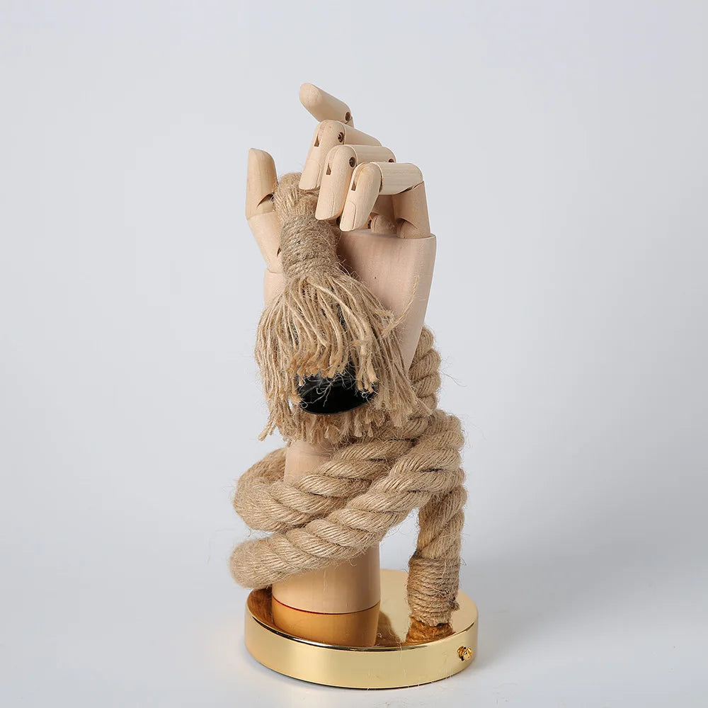 Handcrafted Wooden Hand Wall Lamp - Adjustable Artistic Lighting