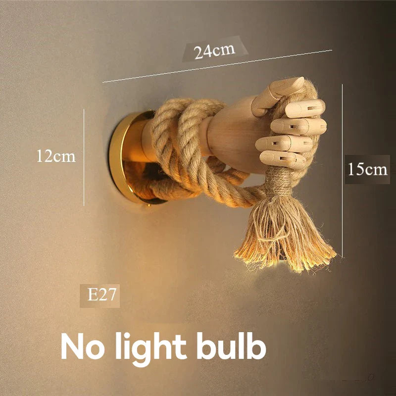 Handcrafted Wooden Hand Wall Lamp - Adjustable Artistic Lighting