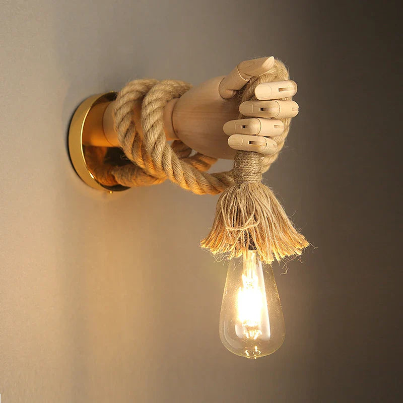 Handcrafted Wooden Hand Wall Lamp - Adjustable Artistic Lighting