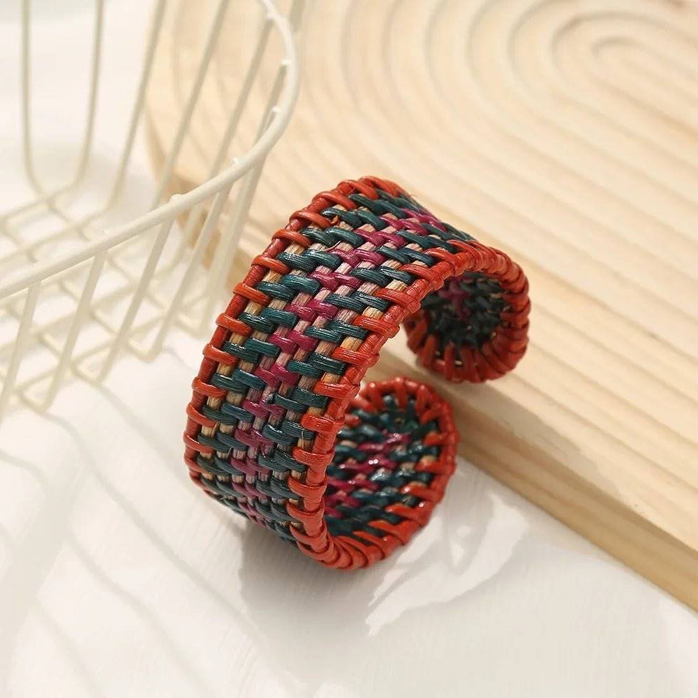 Handmade Bamboo and Rattan Weave Bangles Bracelet