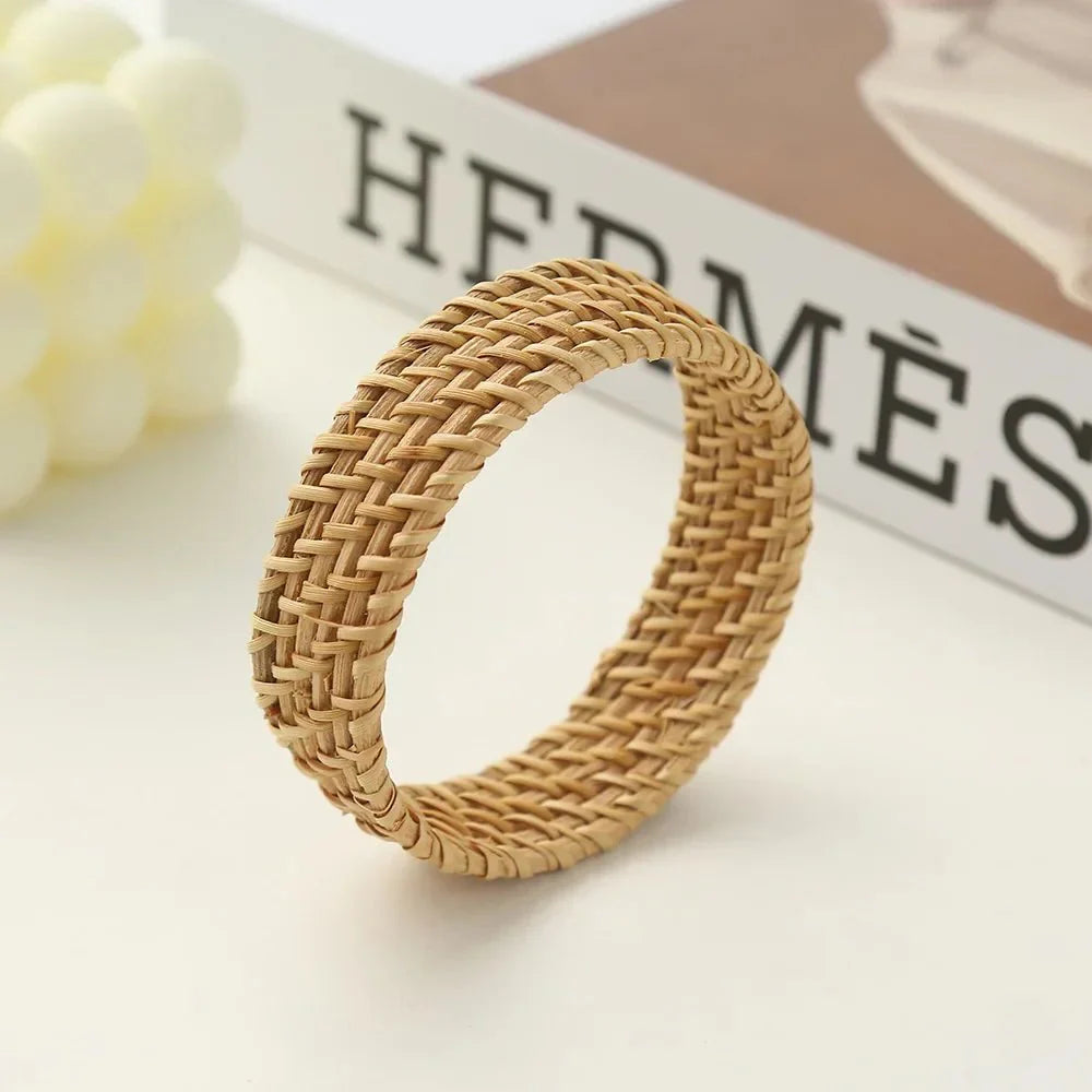 Handmade Bamboo and Rattan Weave Bangles Bracelet