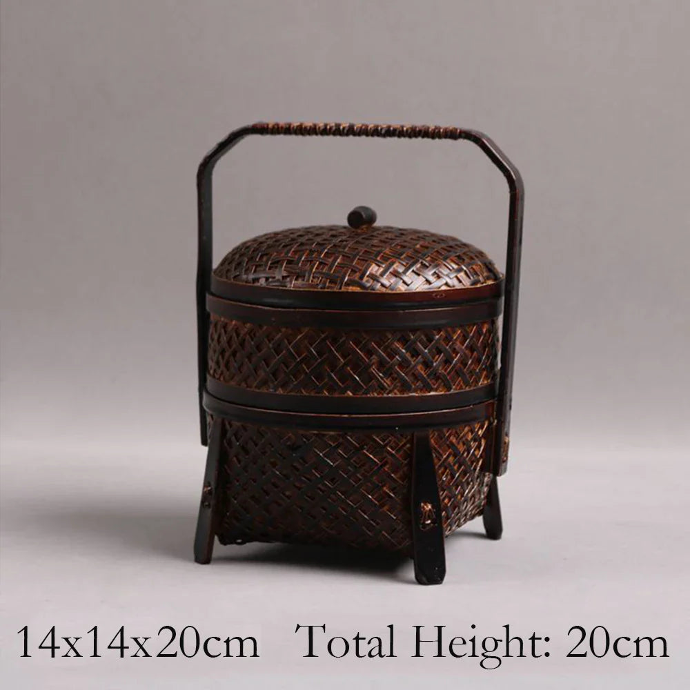 Handmade Bamboo Tea Set Storage Box - Eco-Friendly Chinese Basket