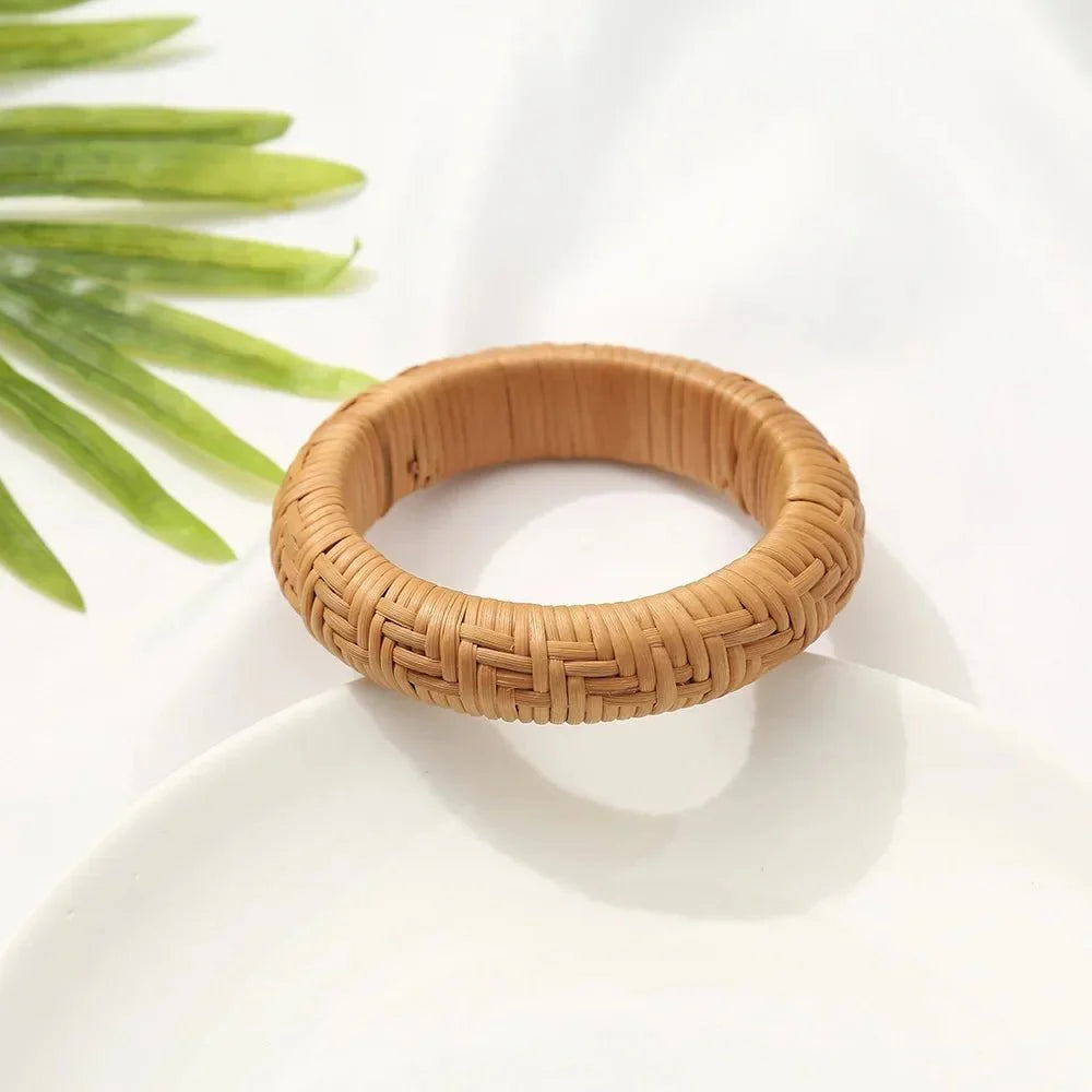 Handmade Bamboo and Rattan Weave Bangles Bracelet