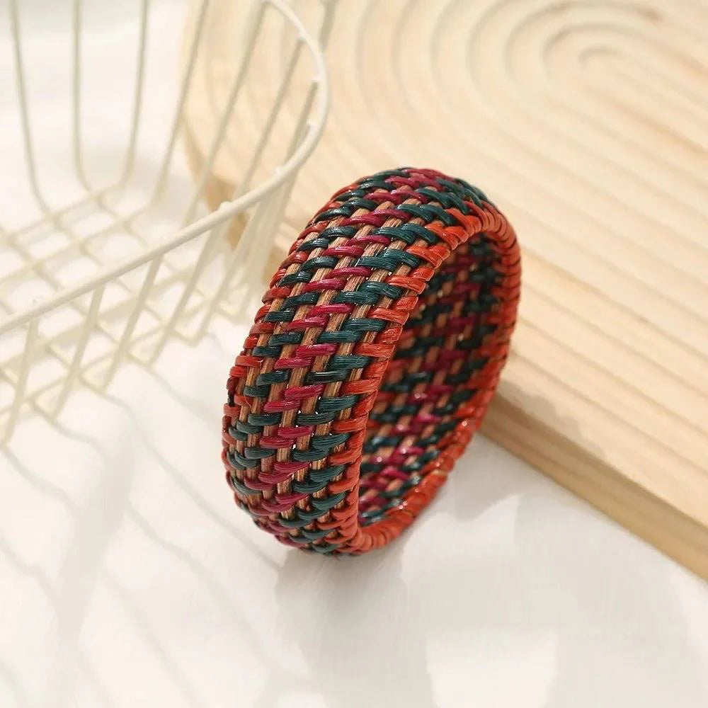 Handmade Bamboo and Rattan Weave Bangles Bracelet