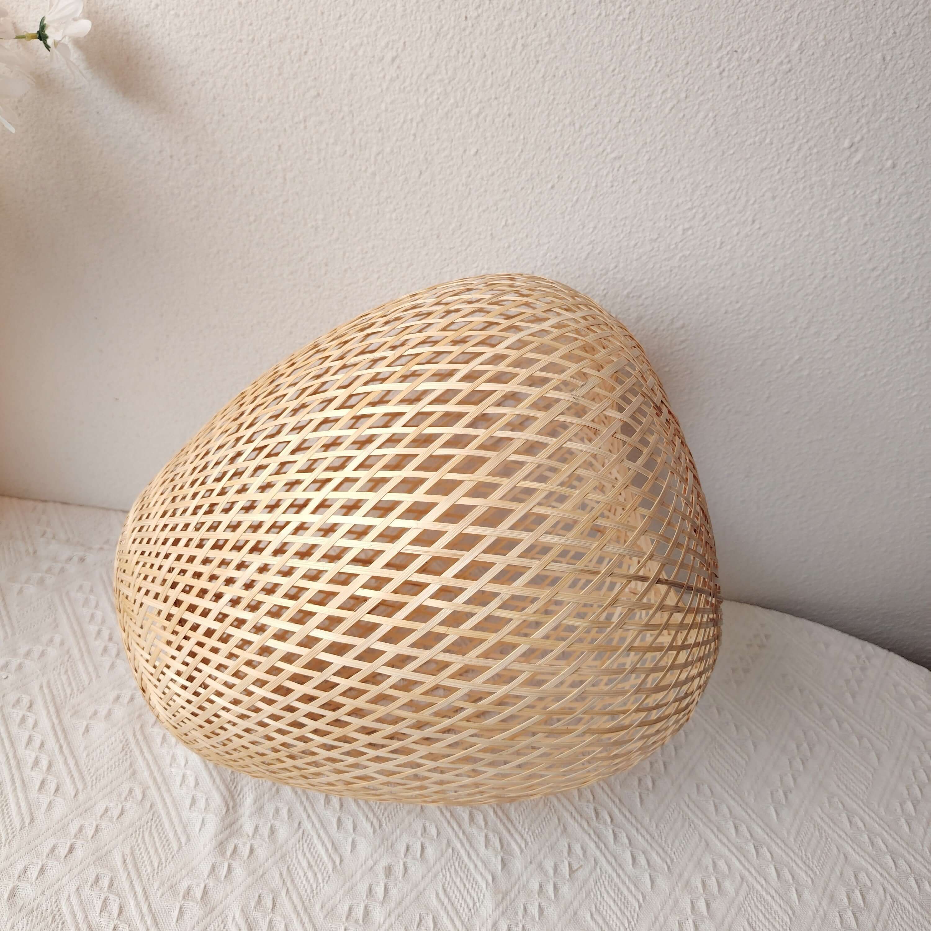 Handwoven Bamboo Pendant Light - Modern Art Deco Style